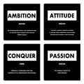 Motivational Canvas Wall Art – Black Inspirational Prints, Framed & Ready to Hang (12"×12", 4-Panel Set)