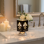 Fleur De Lis warmer on marble bathroom vanity