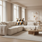 Style 1 gold rhombus pillow on luxury living room sofa