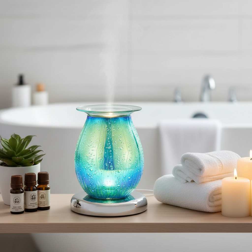 Blue Drizzles lamp in spa bathroom setting